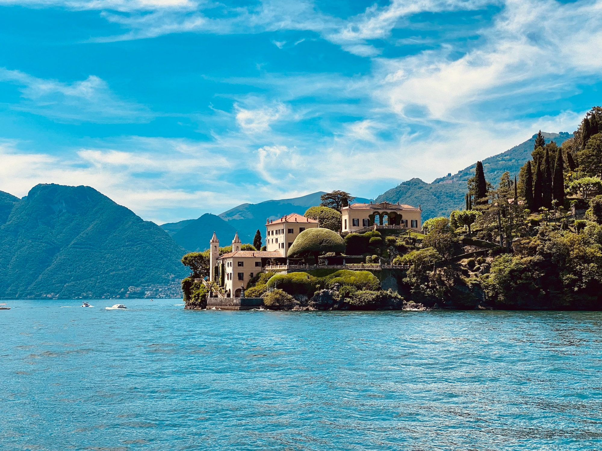 Villa del Balbianello on a small island on Lake Como